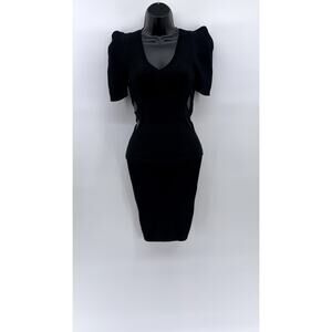 STELLA & JAMIE Women’s Black Scoop-Neck Short Puff Sleeve Cutout Mini Dress SZ S